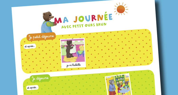 Bricolage : le poster de la journée à compléter Petit Ours Brun