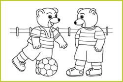 Coloriage Petit Ours Brun joue au ballon