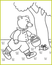 Coloriage Petit Ours Brun va chercher des oeufs