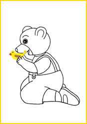 Coloriage Petit Ours Brun et le poussin