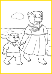 Coloriage Petit Ours Brun se promène avec sa maman