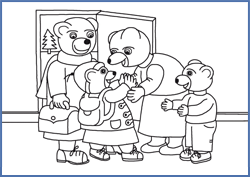 Coloriage Petit Ours Brun en famille