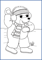 Coloriage Petit Ours Brun boules de neige