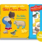 Livre Petit Ours Brun - Mon imagier à coller avec 10 autocollants en relief - Les bébés animaux