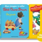 Livre Petit Ours Brun - Mon imagier à coller avec 10 autocollants en relief - Les jouets