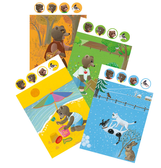 Catalogue les jeux de société Petit Ours Brun, mémo, jeu des saisons