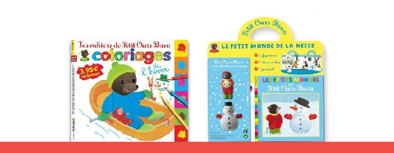 Les cahiers de Petit Ours Brun coloriages et Les Petits mondes de Petit Ours Brun. Hiver 2012